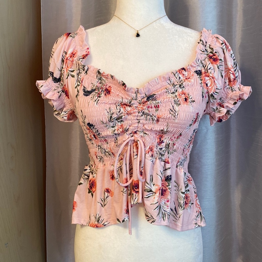 Bloomfield | Floral Smocked Crop Top Size Large
